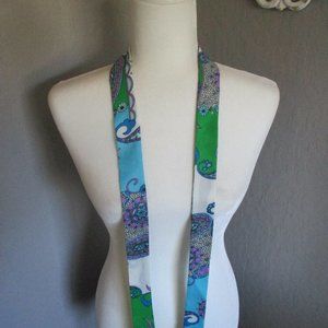 1990s floral paisley skinny scarf/tie